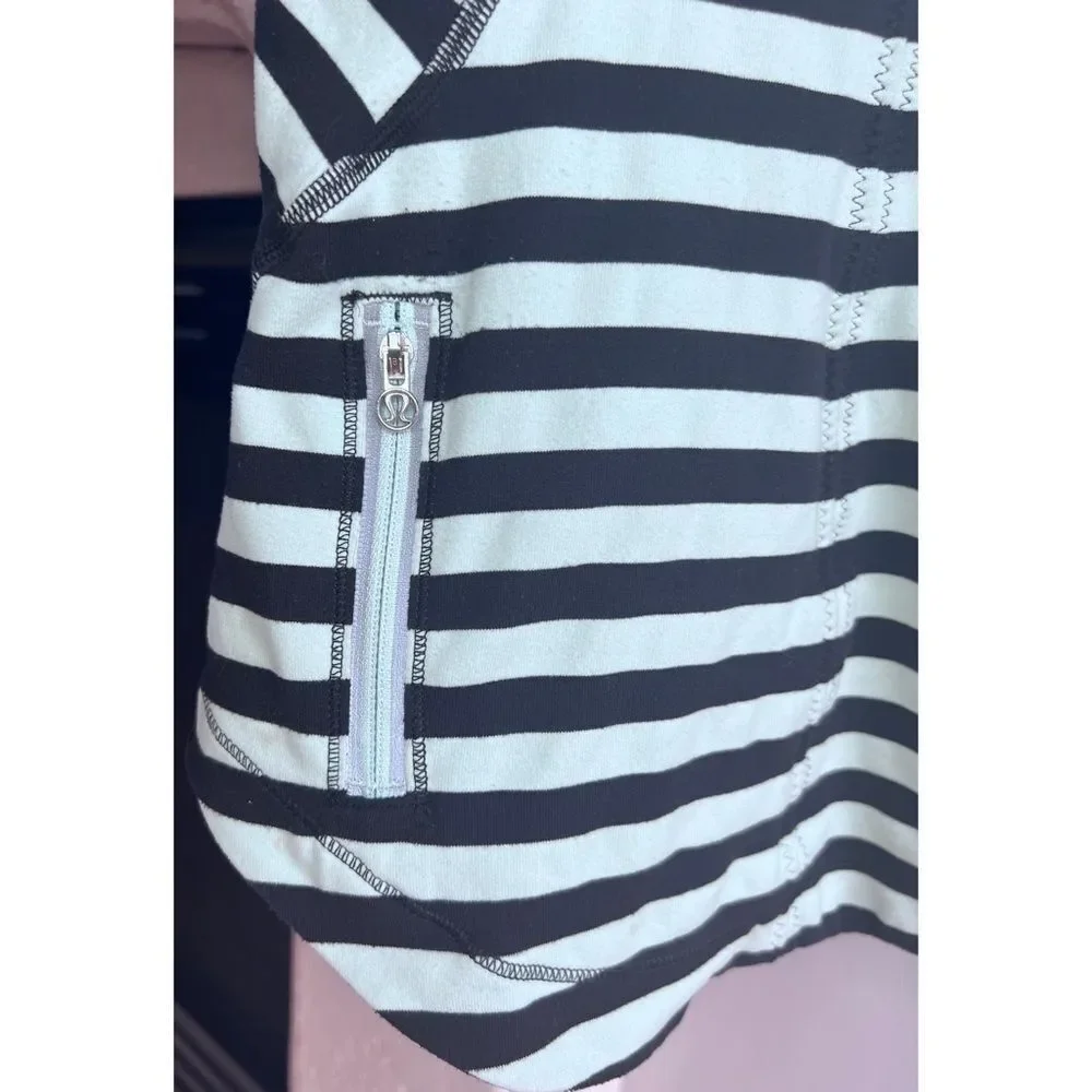 Lululemon Run Reflect Long Sleeve Top Size 2 Sea Stripe Mint Moment Black